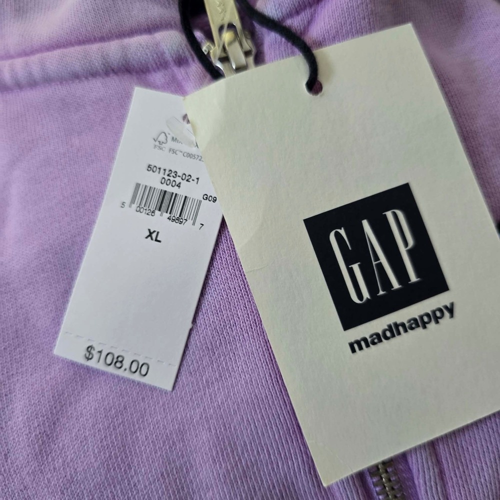 Gap x Madhappy Cropped Zip Up Hoodie Orchid Purple‎ Blue MAD Applique XLarge - Picture 4 of 4